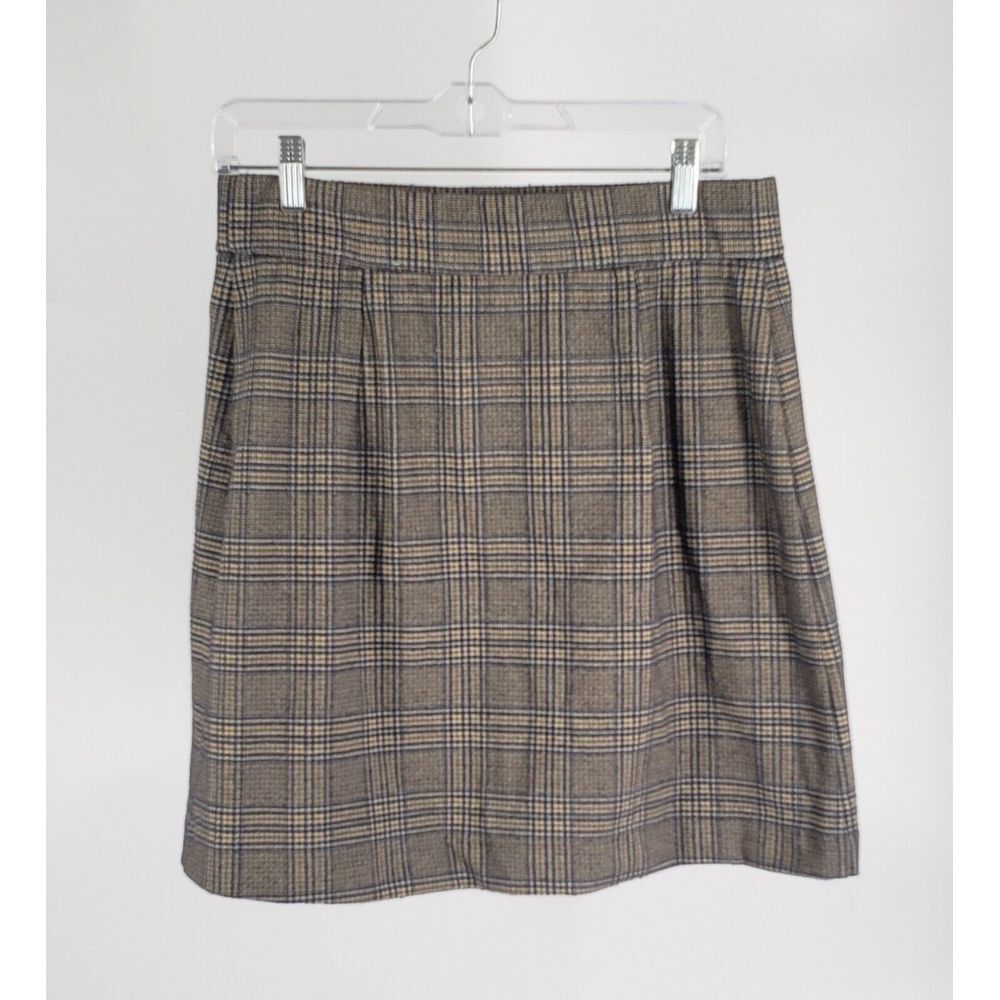 Anthropologie Maison d'Amelie Skirt Size 8 Check Windowpane Dual Pleated